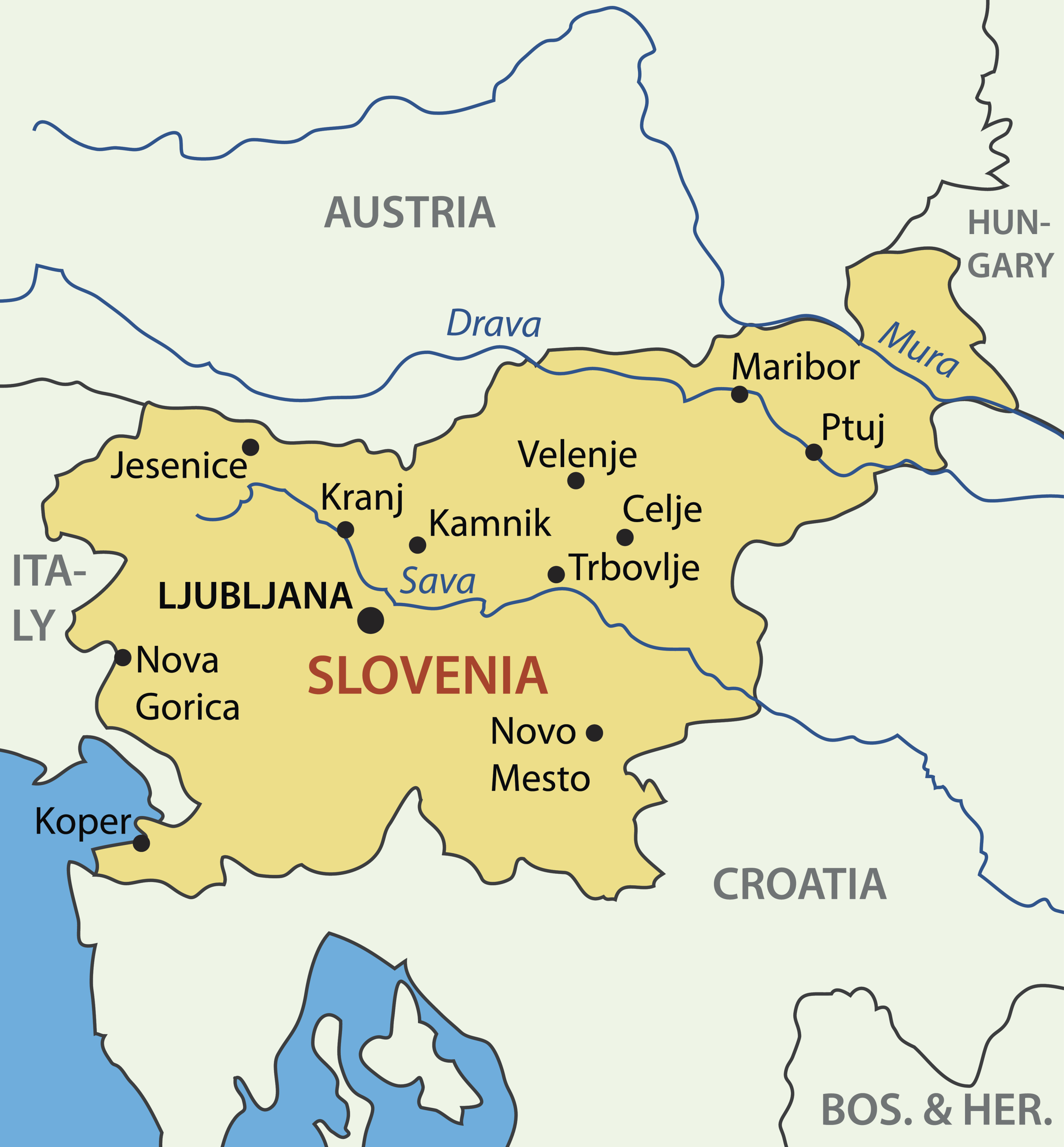 Carte de la Slovénie - Plusieurs carte du pays en Europe